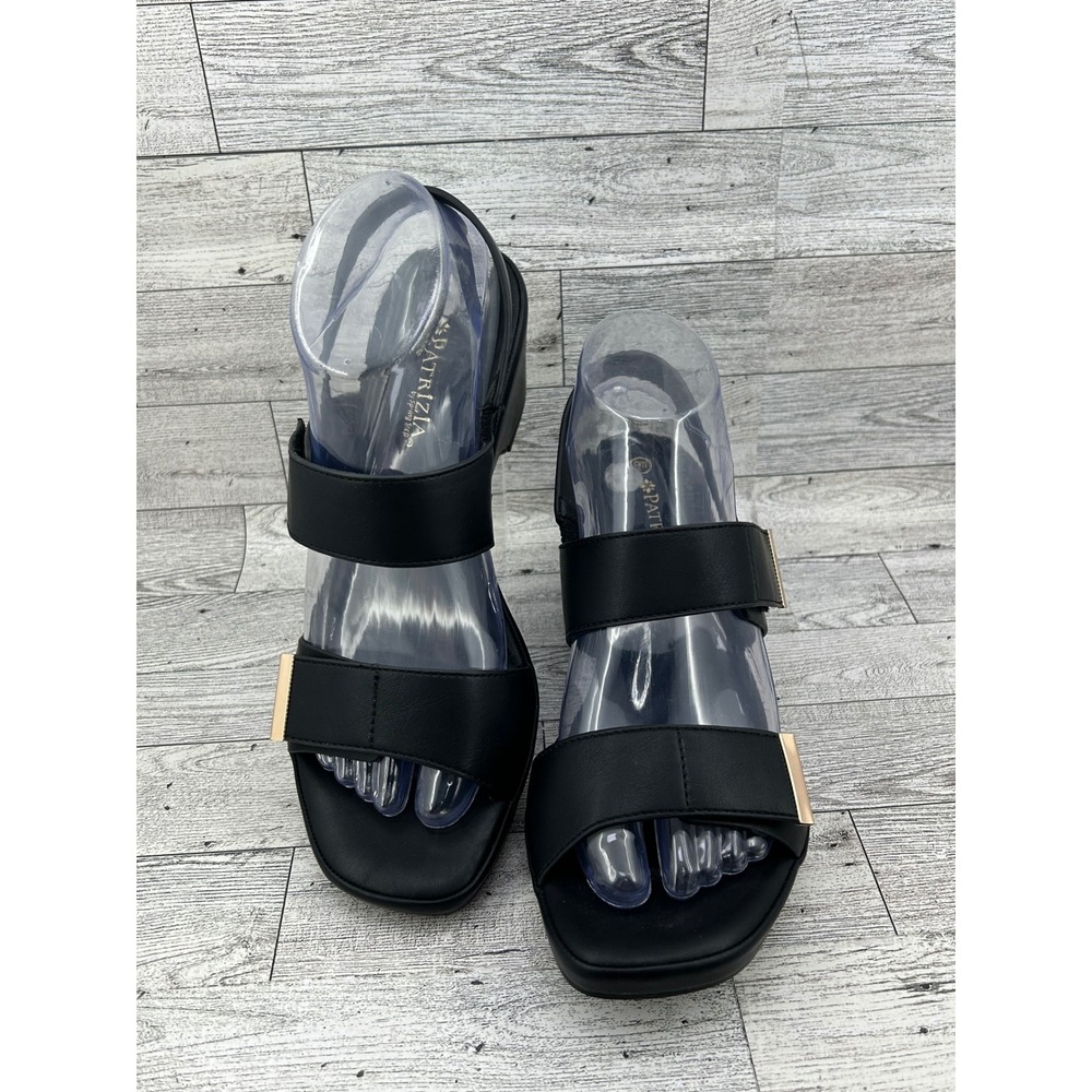 PATRIZIA by Spring Step Black Wedge Sandals Womens 9W Comfortβ Ankle Strap